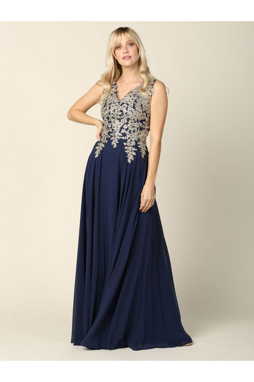 Long Mother of the Bride Chiffon Formal Dress - The Dress Outlet