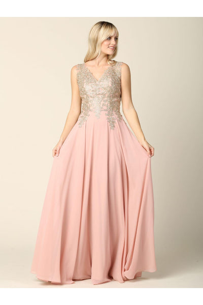 Long Mother of the Bride Chiffon Formal Dress - The Dress Outlet