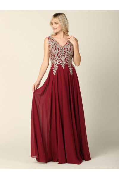 Long Mother of the Bride Chiffon Formal Dress - The Dress Outlet