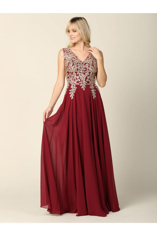 Long Mother of the Bride Chiffon Formal Dress - The Dress Outlet