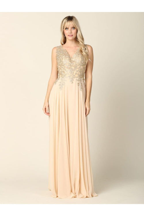 Long Mother of the Bride Chiffon Formal Dress - The Dress Outlet