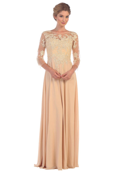 Long Mother of the Bride Formal Chiffon Dress Champagne