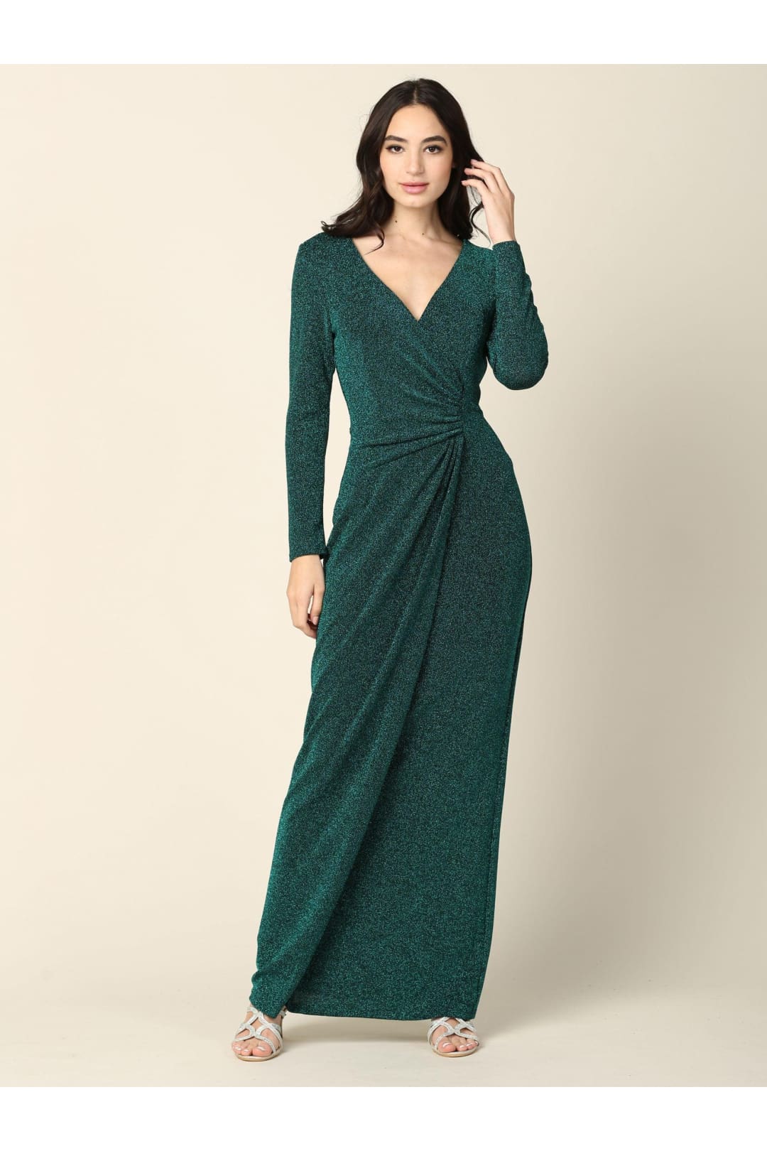 Long Mother of the Bride Formal Metallic Dress - The Dress Outlet