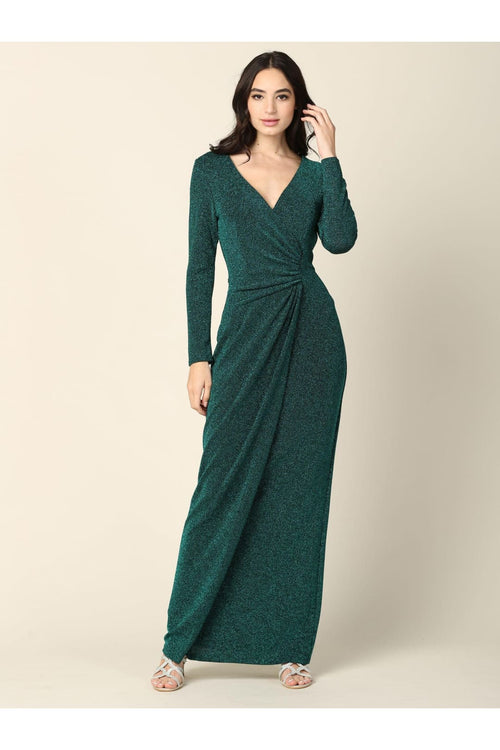 Long Mother of the Bride Formal Metallic Dress - The Dress Outlet