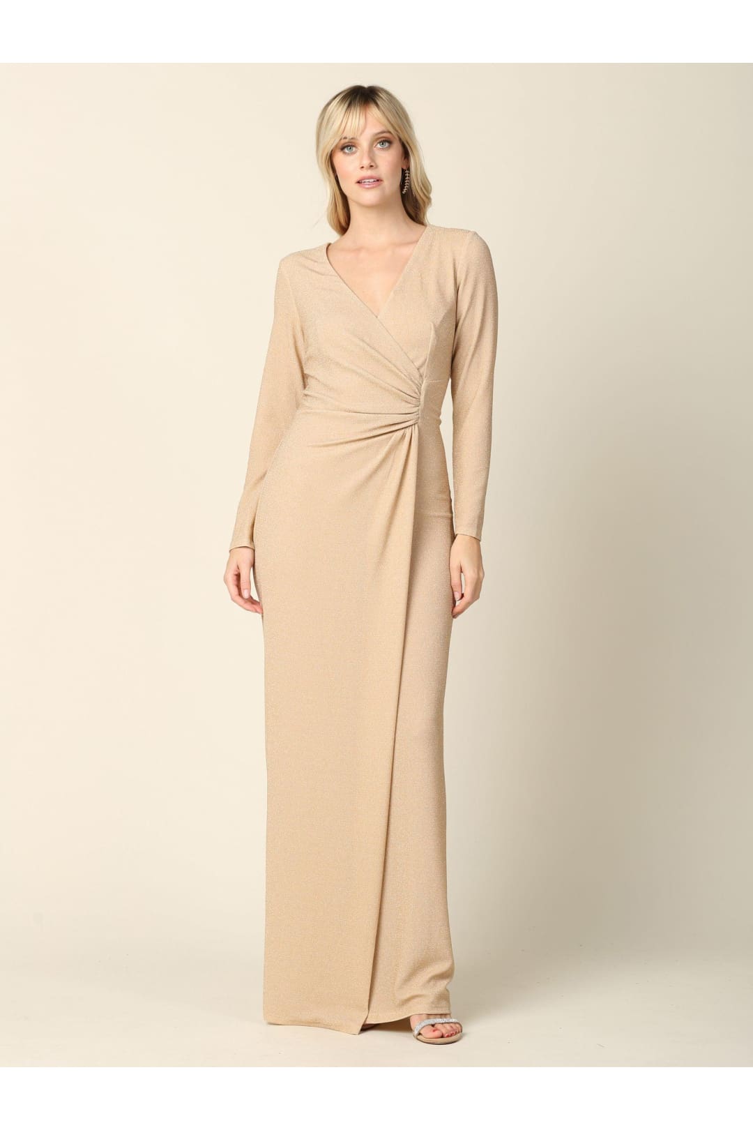 Long Mother of the Bride Formal Metallic Dress - The Dress Outlet