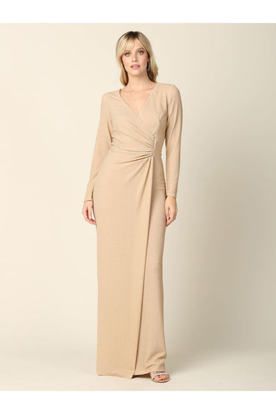 Long Mother of the Bride Formal Metallic Dress - The Dress Outlet