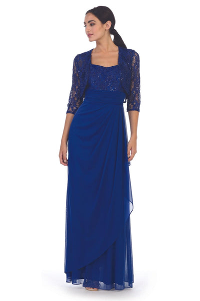 Long Mother of the Bride Lace Chiffon Jacket Dress - The Dress Outlet