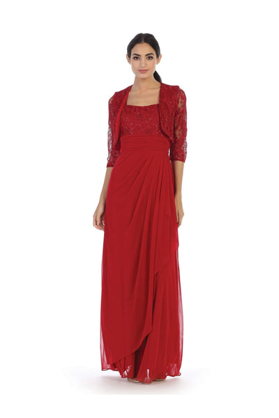 Long Mother of the Bride Lace Chiffon Jacket Dress - The Dress Outlet