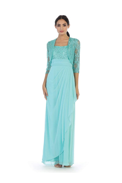 Long Mother of the Bride Lace Chiffon Jacket Dress - The Dress Outlet