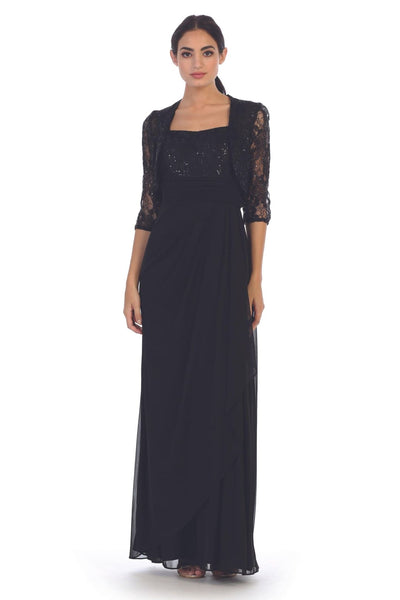 Long Mother of the Bride Lace Chiffon Jacket Dress - The Dress Outlet