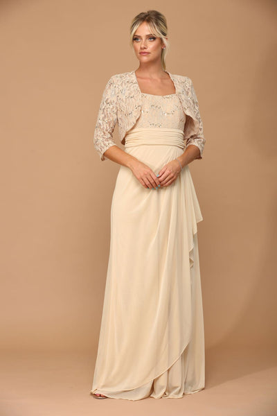 Long Mother of the Bride Lace Chiffon Jacket Dress