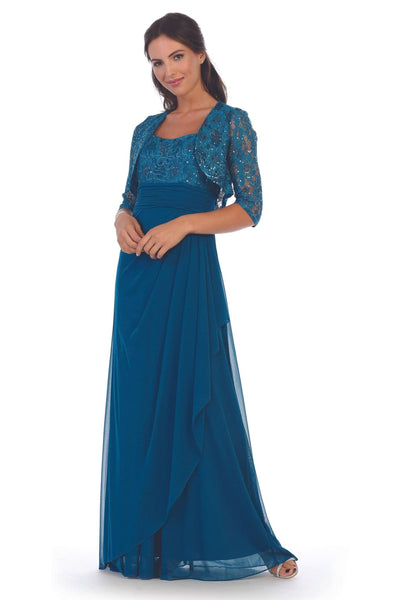 Long Mother of the Bride Lace Chiffon Jacket Dress - The Dress Outlet