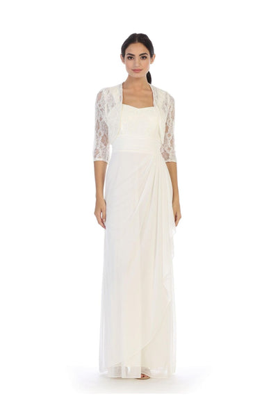 Long Mother of the Bride Lace Chiffon Jacket Dress - The Dress Outlet