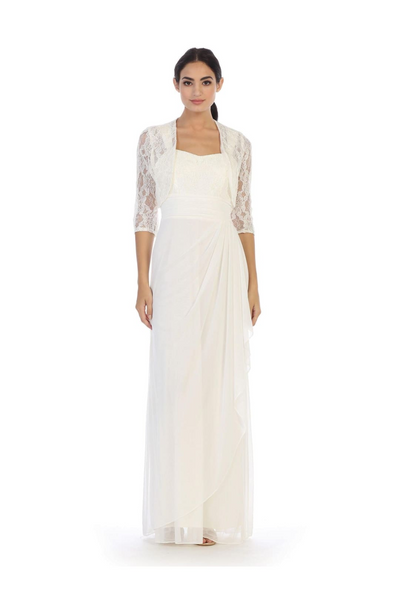Eva USA 3094 Square Neck Pleated Long Bridal Gown