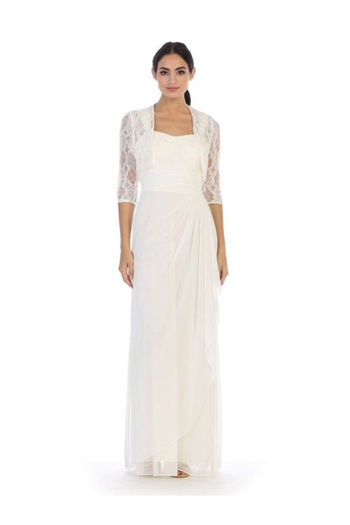 Eva USA 3094 Square Neck Pleated Long Bridal Gown