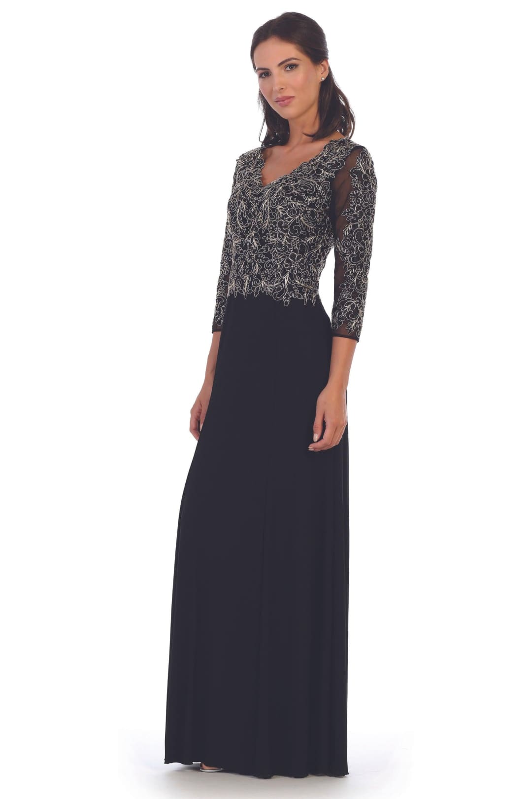 Long Mother of the Bride Long Sleeve Formal Dress - The Dress Outlet