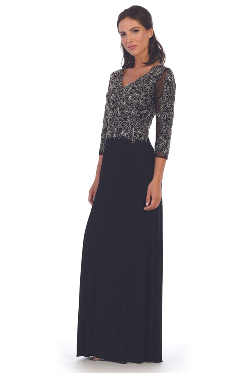 Long Mother of the Bride Long Sleeve Formal Dress - The Dress Outlet