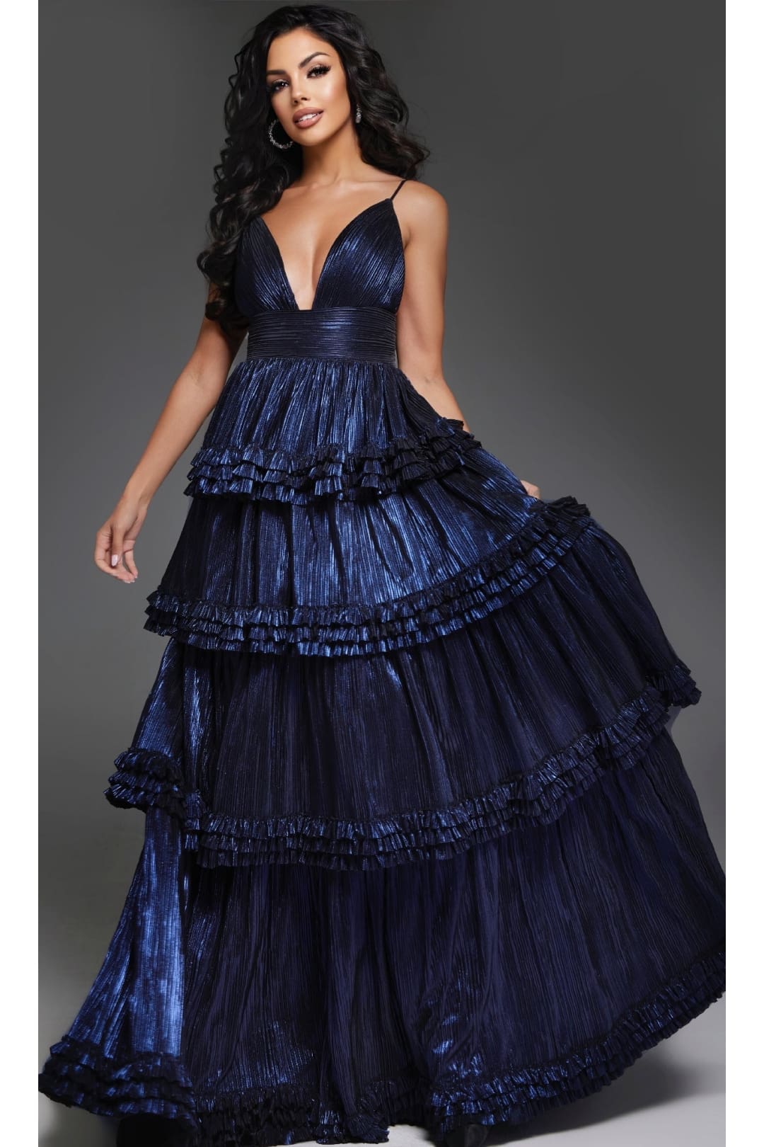 Long Navy Prom Dress: Jovani 38296 - Prom