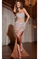 Long Nude Formal Dress: Jovani D5608 - Nude/Silver / Apparel & Accessories > Clothing > Dresses