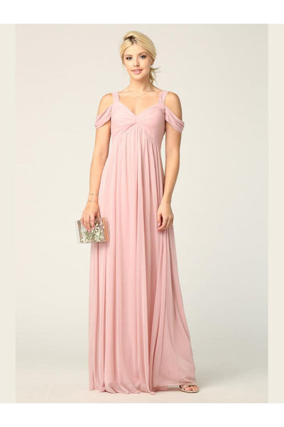 Long Off Shoulder Bridesmaids Dress - The Dress Outlet