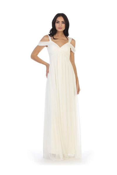 Long Off Shoulder Bridesmaids Dress - The Dress Outlet