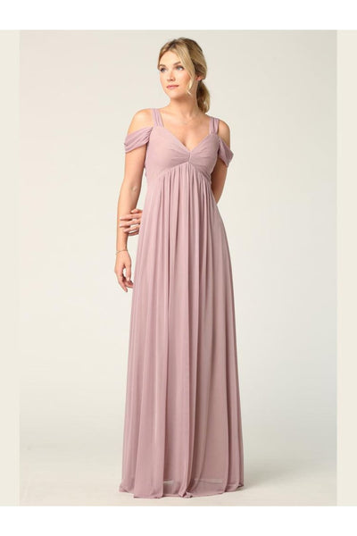 Long Off Shoulder Bridesmaids Dress - The Dress Outlet