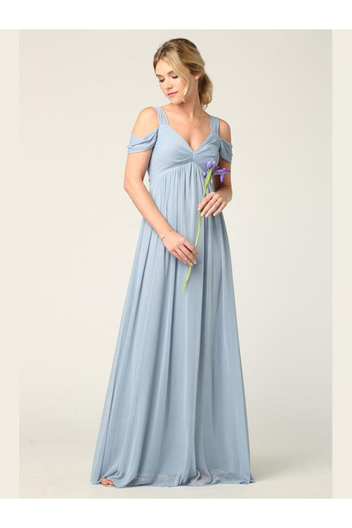 Long Off Shoulder Bridesmaids Dress - The Dress Outlet