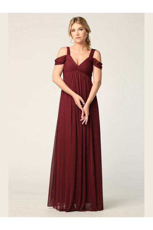Long Off Shoulder Bridesmaids Dress - The Dress Outlet