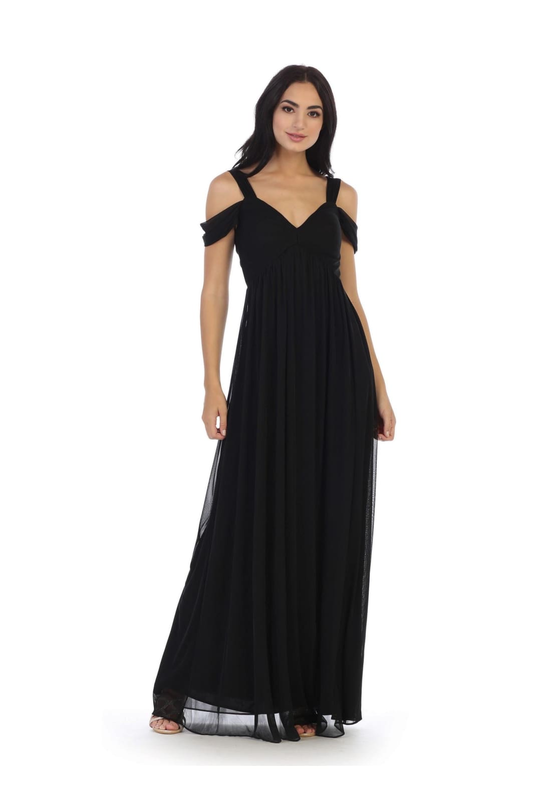 Long Off Shoulder Bridesmaids Dress - The Dress Outlet