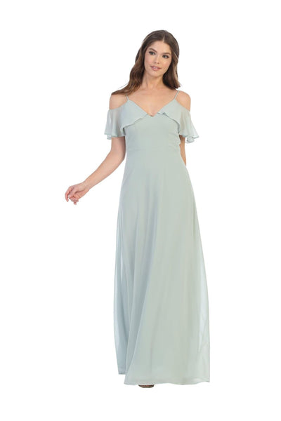 Long Off Shoulder Formal Bridesmaids Dress - The Dress Outlet