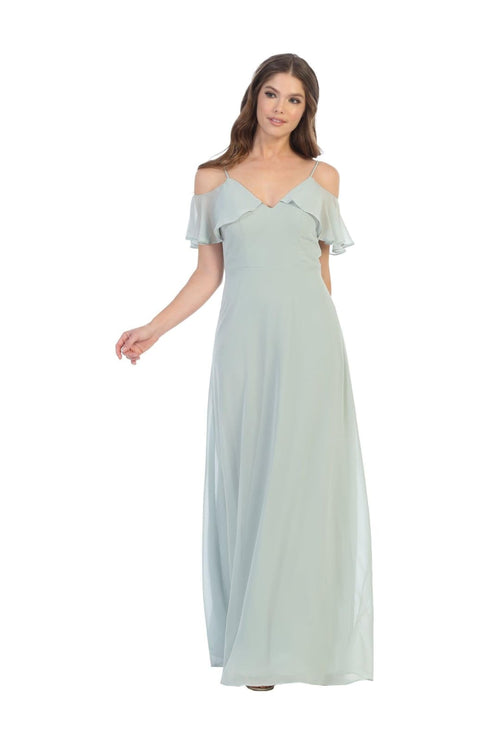 Long Off Shoulder Formal Bridesmaids Dress - The Dress Outlet