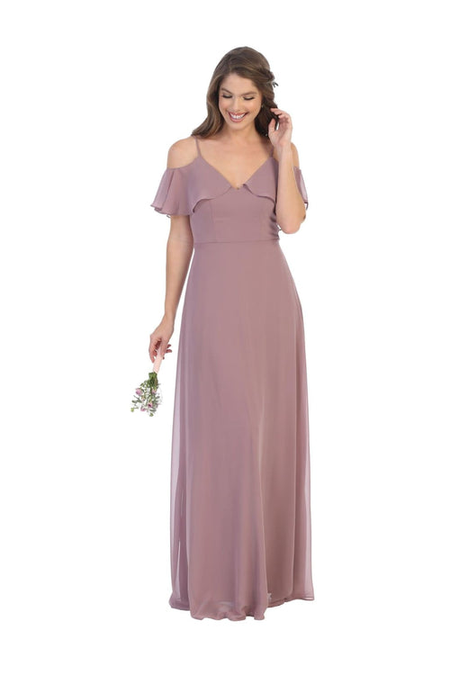 Long Off Shoulder Formal Bridesmaids Dress - The Dress Outlet
