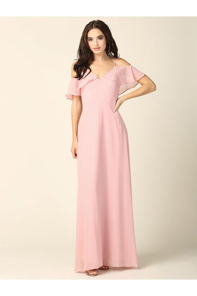 Long Off Shoulder Formal Bridesmaids Dress - The Dress Outlet
