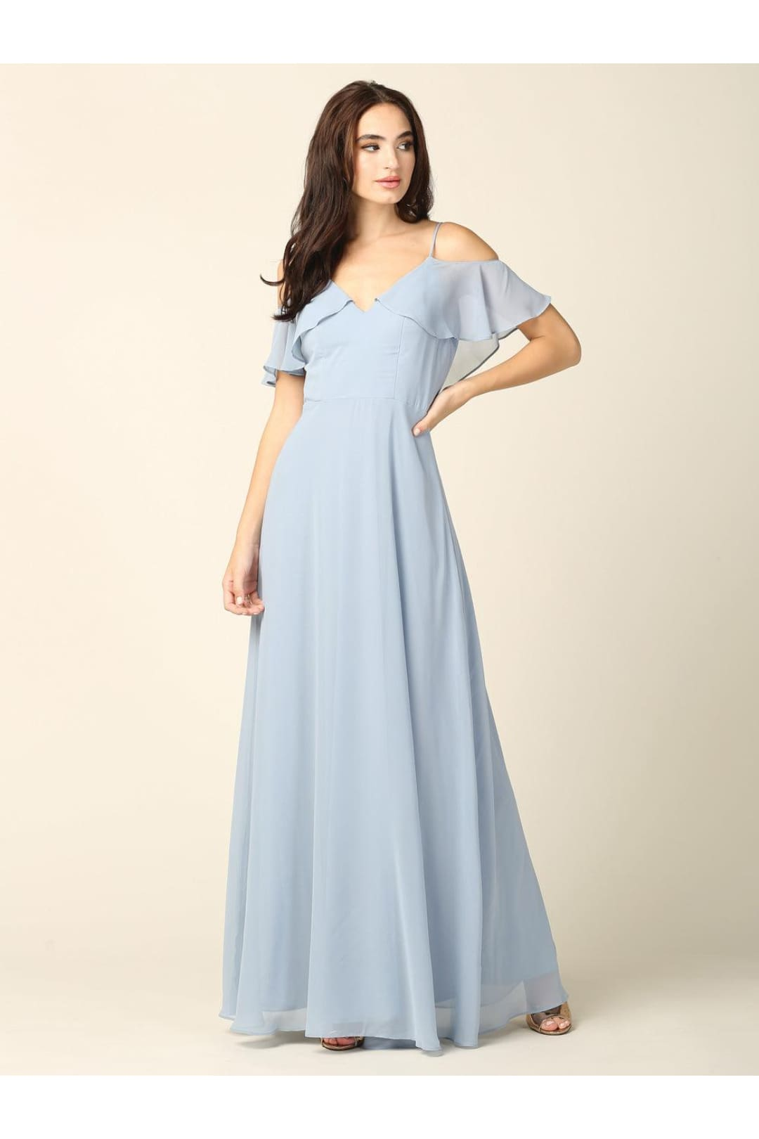 Long Off Shoulder Formal Bridesmaids Dress - The Dress Outlet