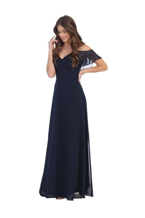 Long Off Shoulder Formal Bridesmaids Dress - The Dress Outlet