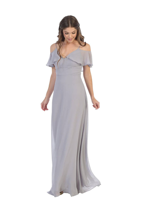 Long Off Shoulder Formal Bridesmaids Dress - The Dress Outlet