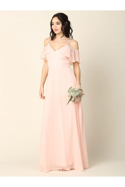 Long Off Shoulder Formal Bridesmaids Dress - The Dress Outlet