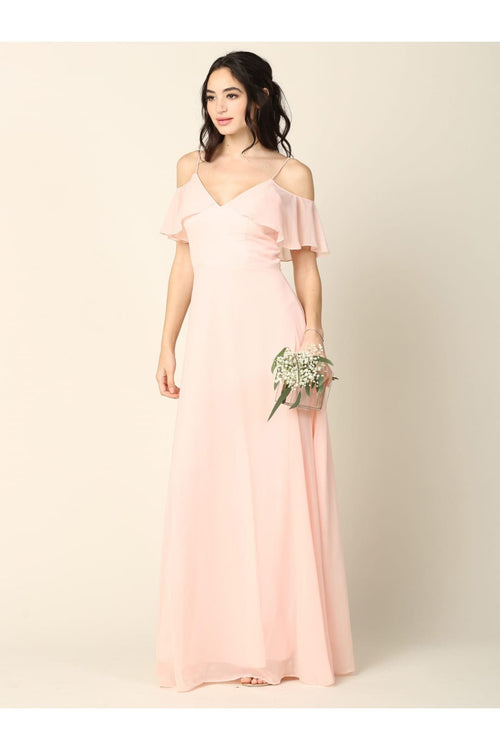 Long Off Shoulder Formal Bridesmaids Dress - The Dress Outlet