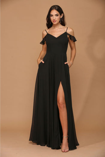 Long Off Shoulder Formal Chiffon Bridesmaids Dress