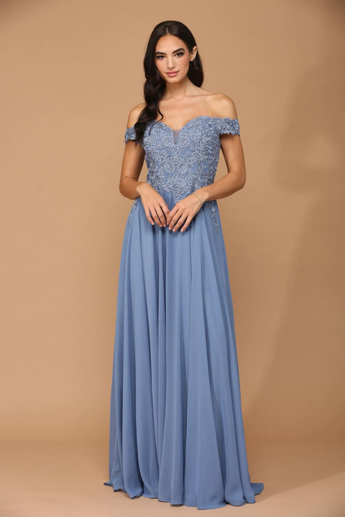 Long Off Shoulder Formal Chiffon Evening Dress