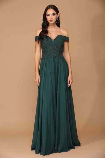 Long Off Shoulder Formal Chiffon Evening Dress