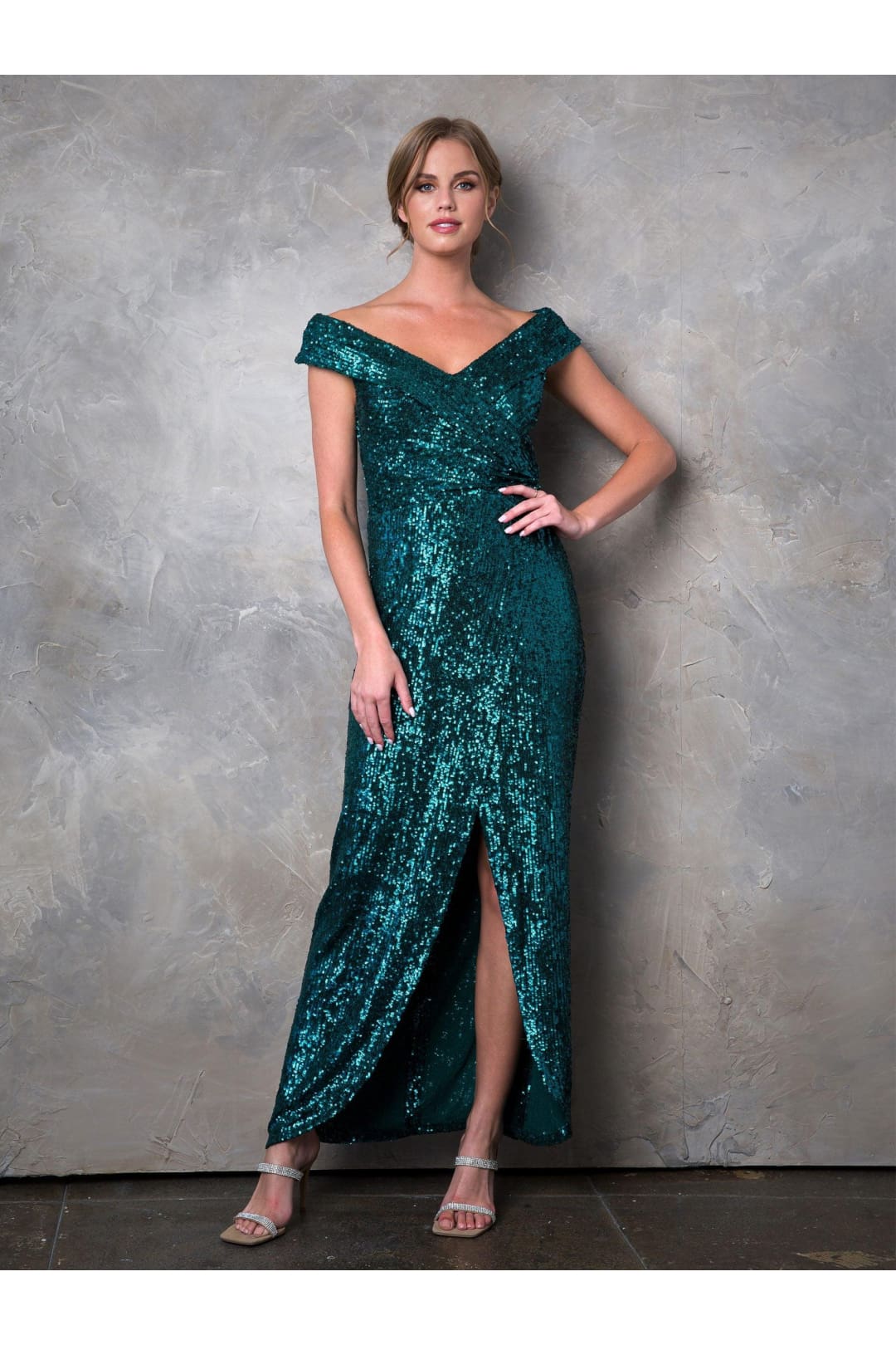 Long Off Shoulder Formal Evening Gown