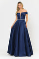 Vestido largo con escote en V y hombros descubiertos de Poly USA 8680
