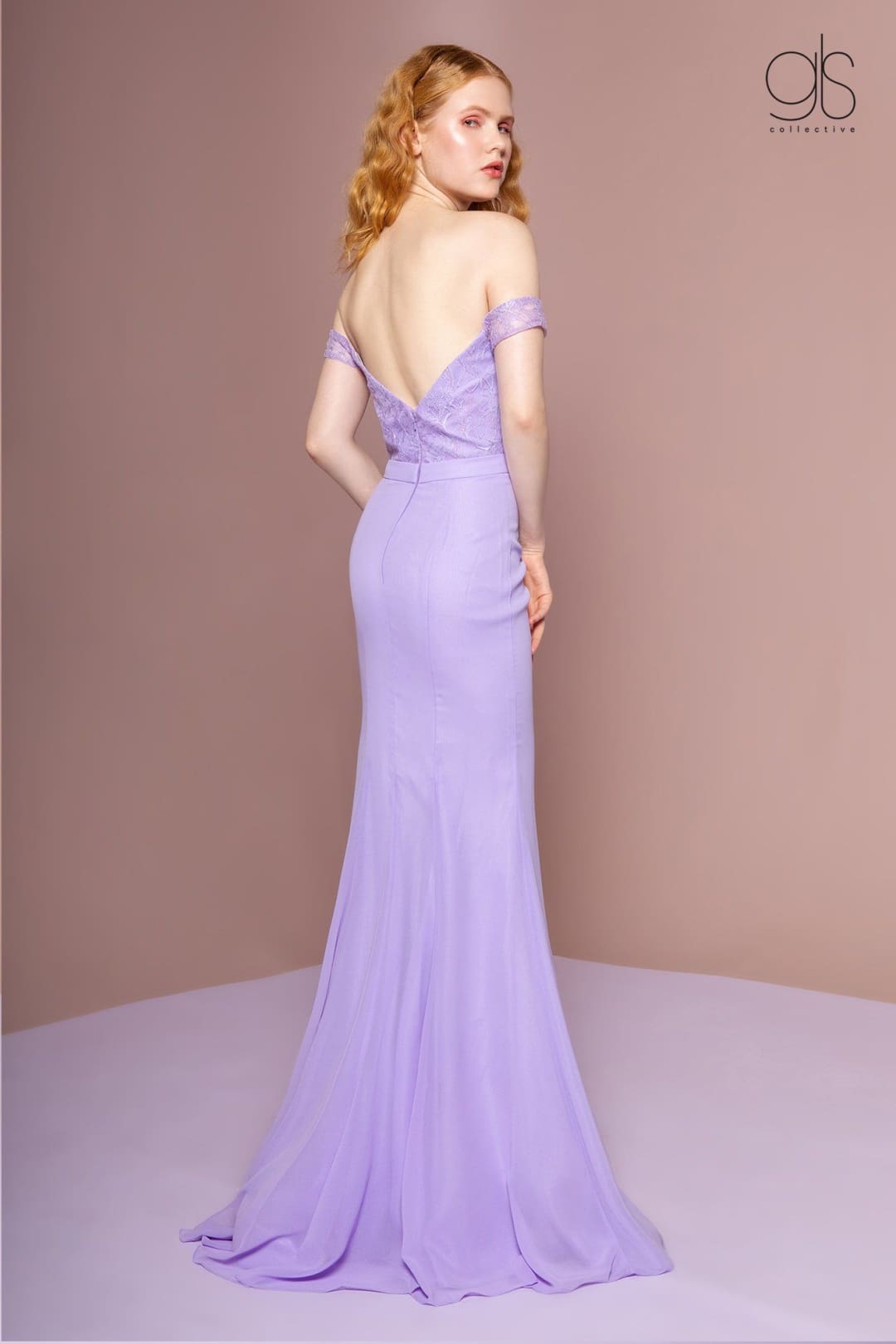 Long Off the Shoulder Dress with Lace Bodice by Elizabeth K GL2697 - Long Formal Dresses