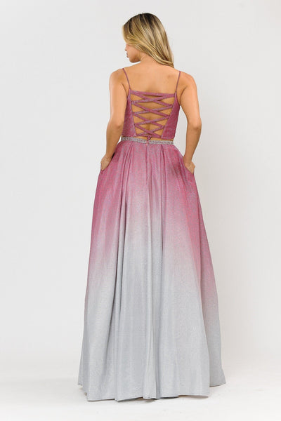 Poly USA 8706 Long Ombre Glitter Two Piece Dress