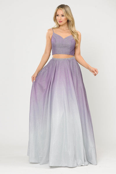Poly USA 8706 Long Ombre Glitter Two Piece Dress