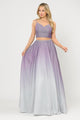 Poly USA 8706 Long Ombre Glitter Two Piece Dress