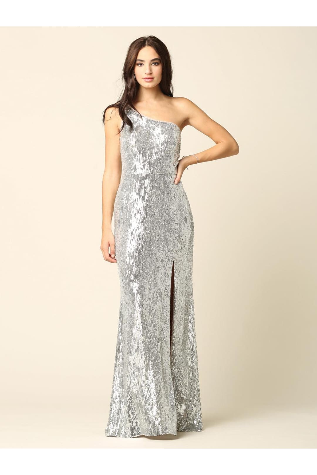 Long One Shoulder Formal Fitted Prom Dress - The Dress Outlet