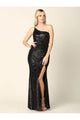 Long One Shoulder Formal Fitted Prom Dress - The Dress Outlet
