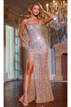 Long Pageant Dress: Jovani D5606 - Nude/Pink / Apparel & Accessories > Clothing > Dresses